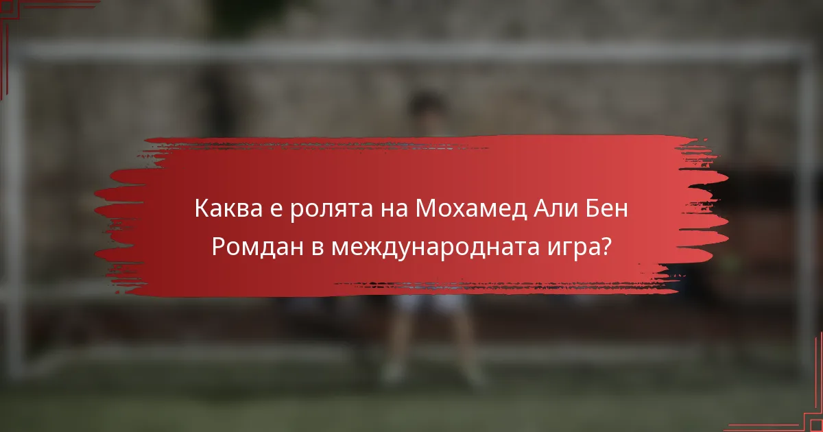 Каква е ролята на Мохамед Али Бен Ромдан в международната игра?
